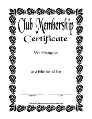 Membership Certificate Template Free