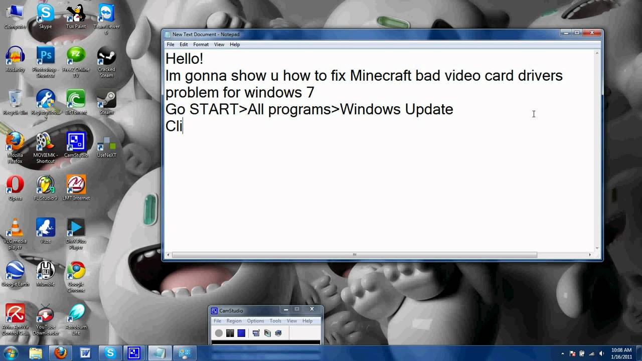 Minecraft Bad Video Card Drivers Fix Windows Vista