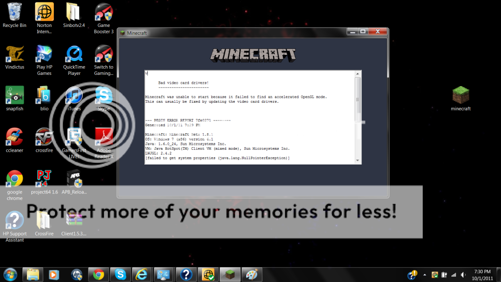 Minecraft Bad Video Card Drivers Fix Windows Xp