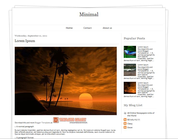 Minimal Blogspot Templates