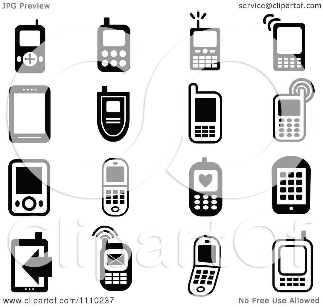 Mobile Phone Clipart Black And White