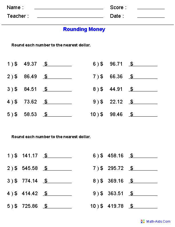 Money Games For Kids Worksheets