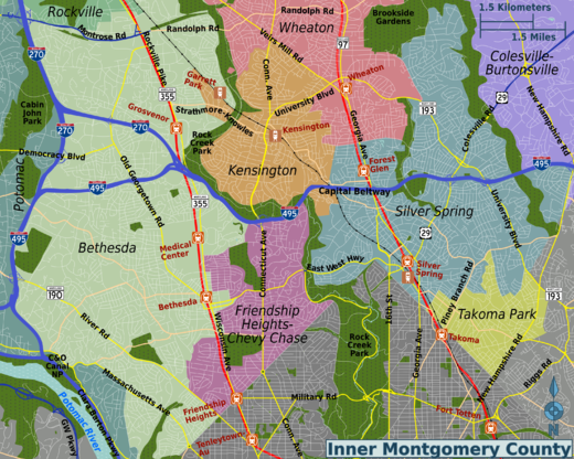 Montgomery County Md Map With Cities