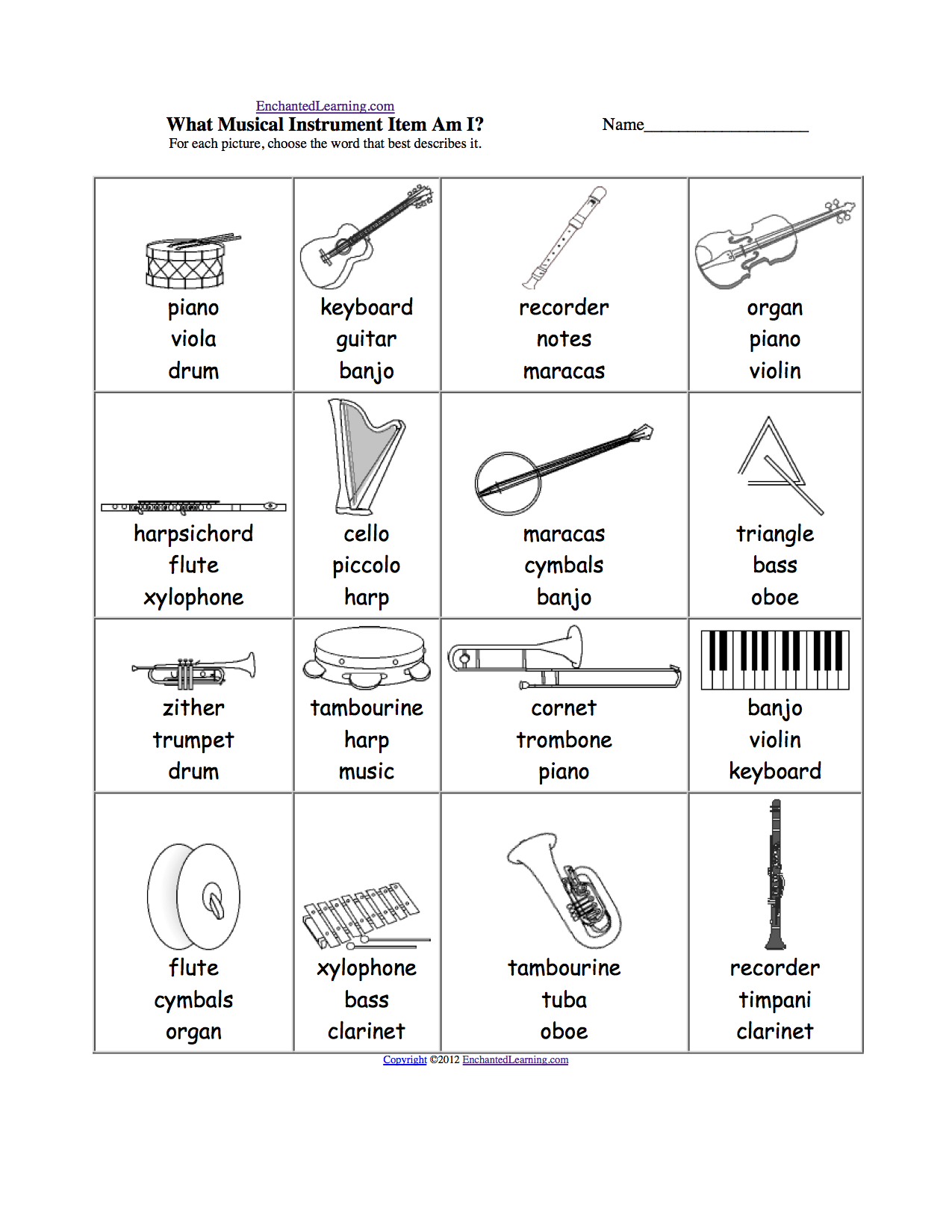 Musical Symbols Chart