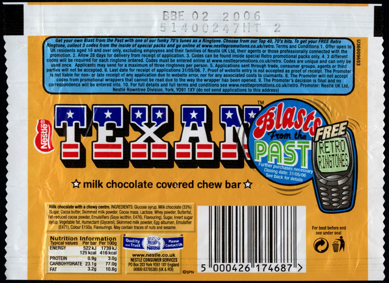 Nestle Chocolate Bar Wrappers