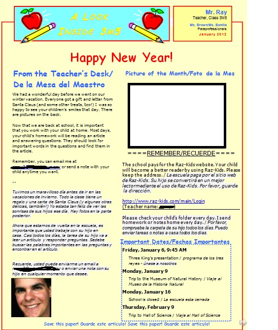 Newsletter Templates For Teachers