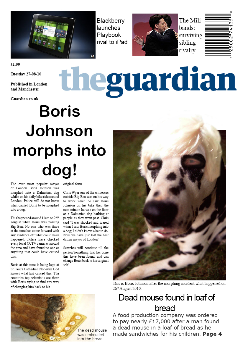 Newspaper Front Page Layout Template