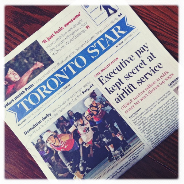 Newspaper Front Page Toronto Star