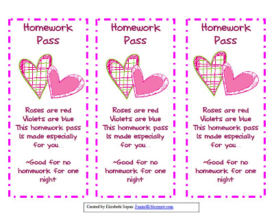 No Homework Pass Printable