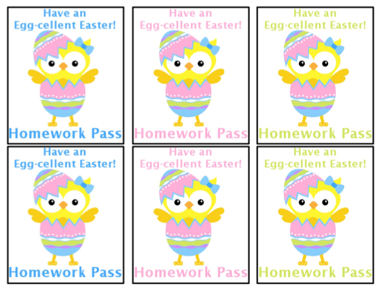 No Homework Pass Printable