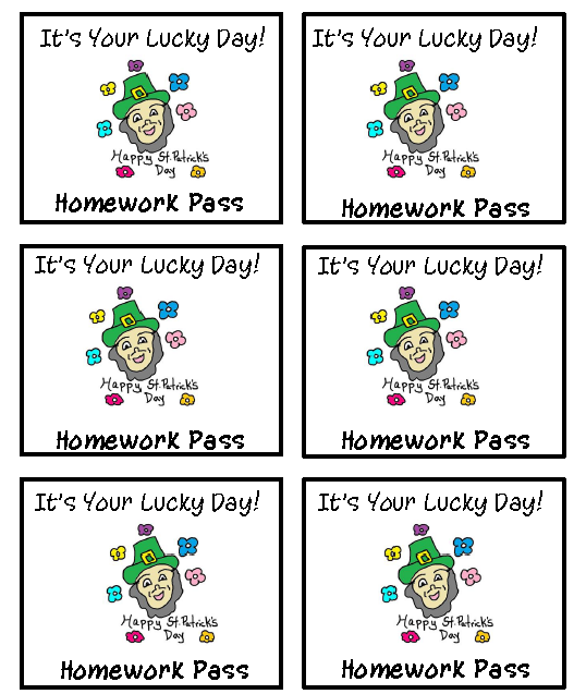 No Homework Pass Template Free