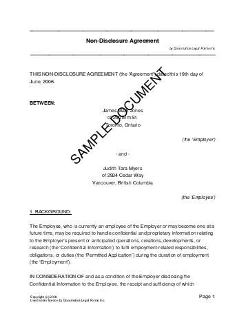 Non Disclosure Agreement Template