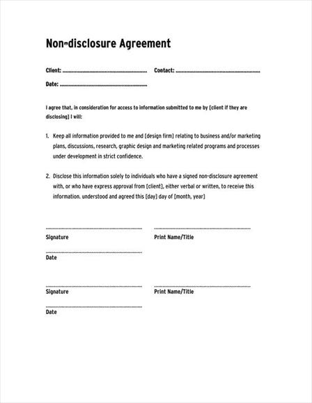 Non Disclosure Agreement Template