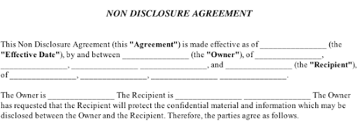 Non Disclosure Agreement Template