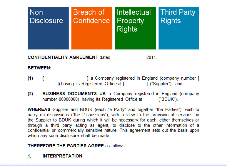 Non Disclosure Agreement Template Free Uk