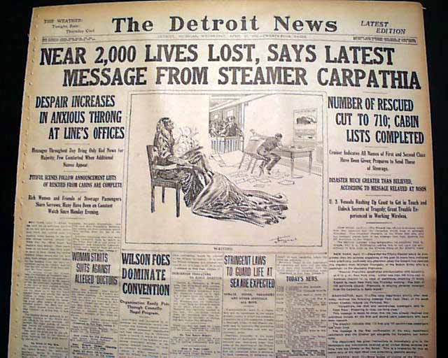 Original Titanic Sinking Newspaper