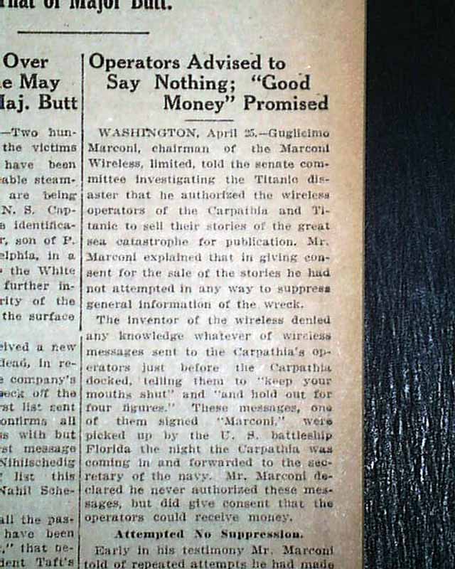 Original Titanic Sinking Newspaper