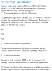 Partnership Agreement Template Word