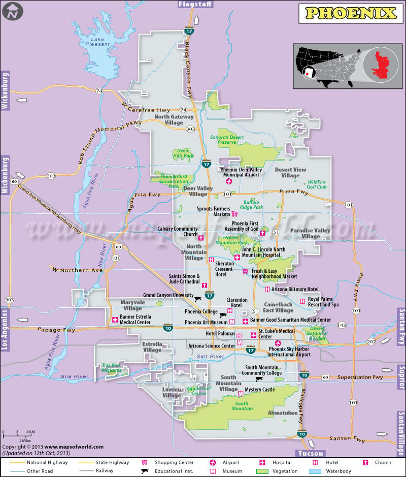 Phoenix Arizona Map Usa