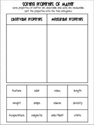 Physical Properties Of Matter For Kids Worksheets