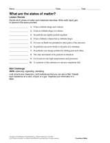 Physical Properties Of Matter For Kids Worksheets