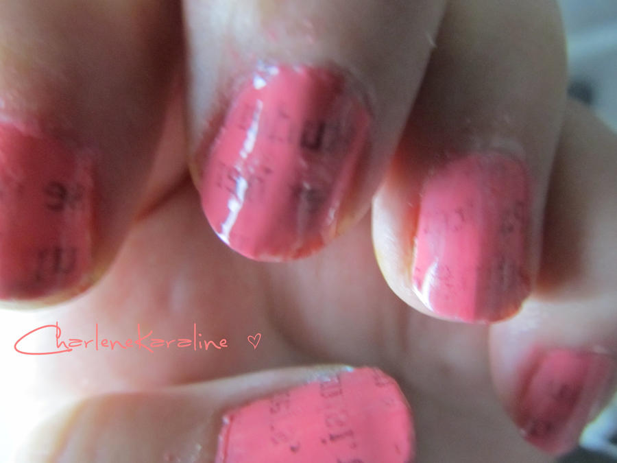 Pink Newspaper Nails