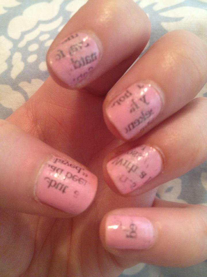 Pink Newspaper Nails