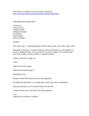 Press Release Template Word Document