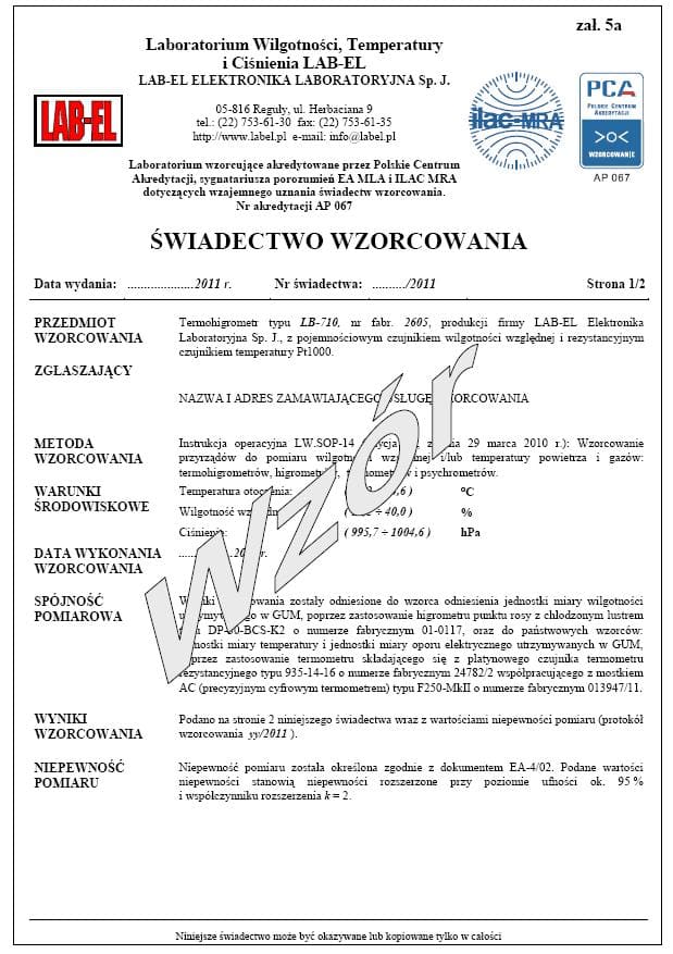 Pressure Gauge Calibration Certificate Sample