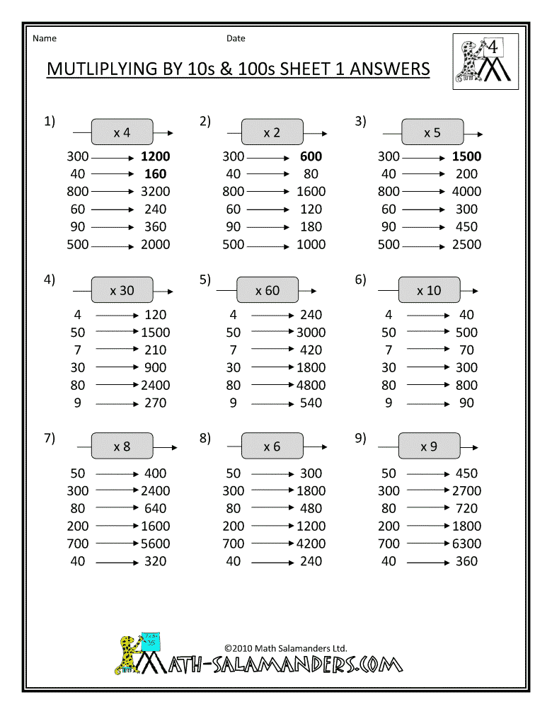 Printable Homework Sheets For 4th Graders