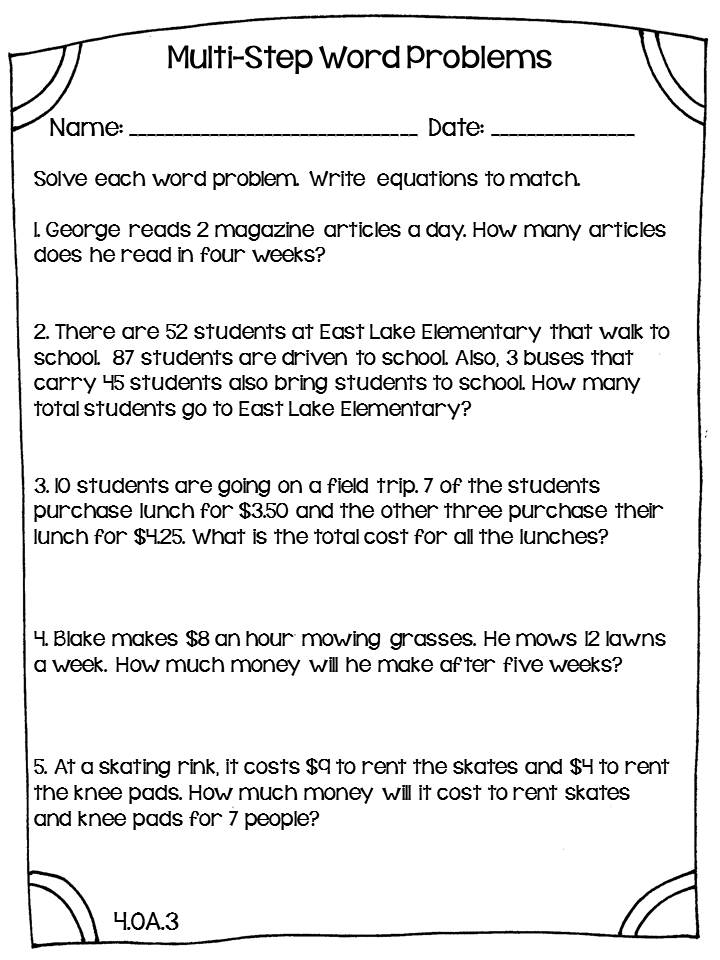 Printable Homework Sheets For 5th Graders