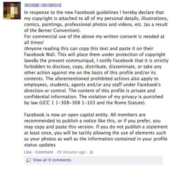 Privacy Settings On Facebook Hoax