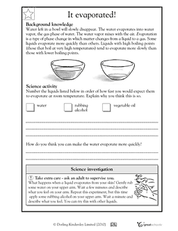 Properties Of Water Worksheet For Kindergarten