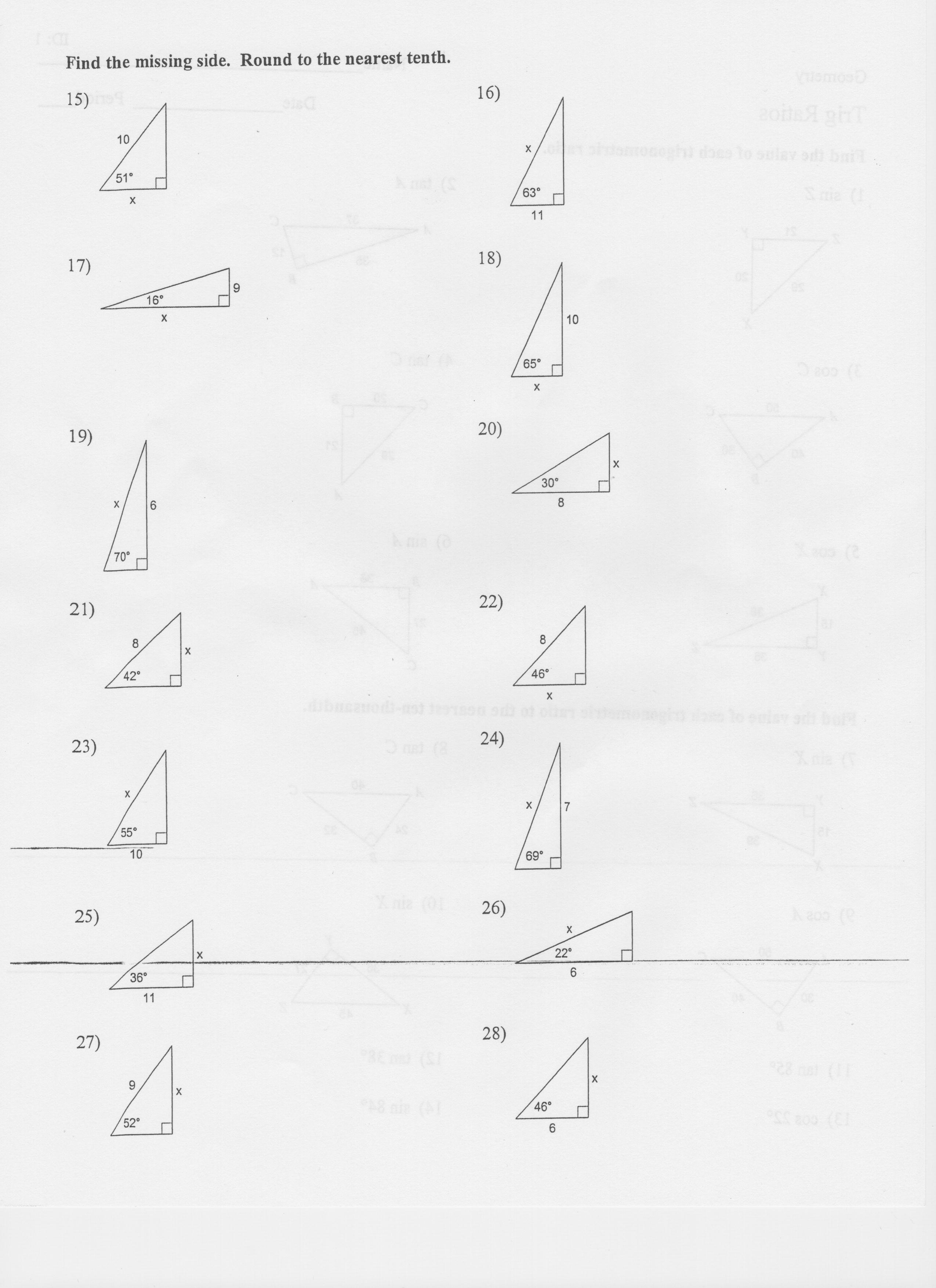 Pythagoras Theorem Questions Worksheet