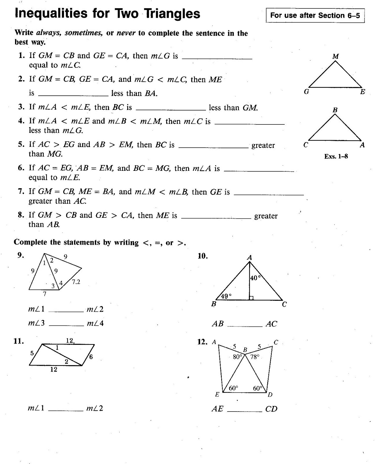 Pythagorean Theorem Worksheet