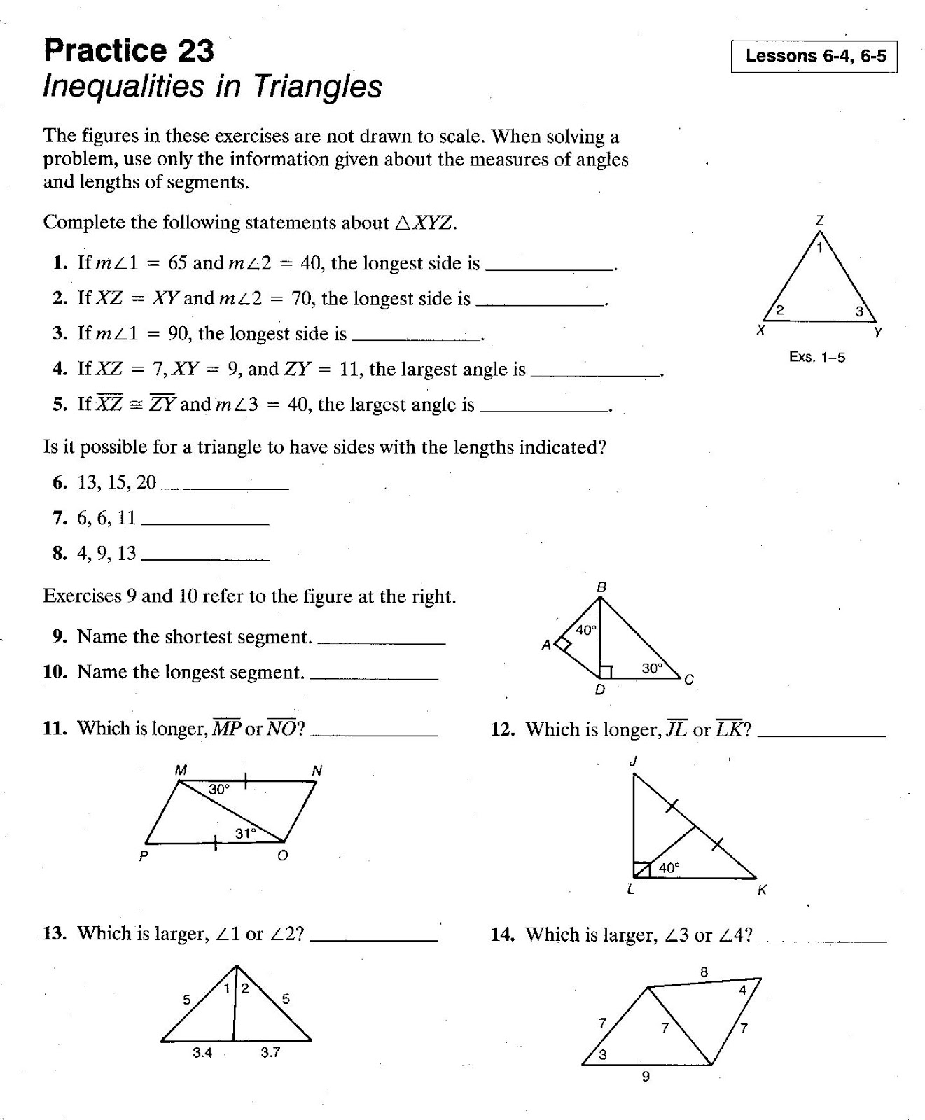 Pythagorean Theorem Worksheet