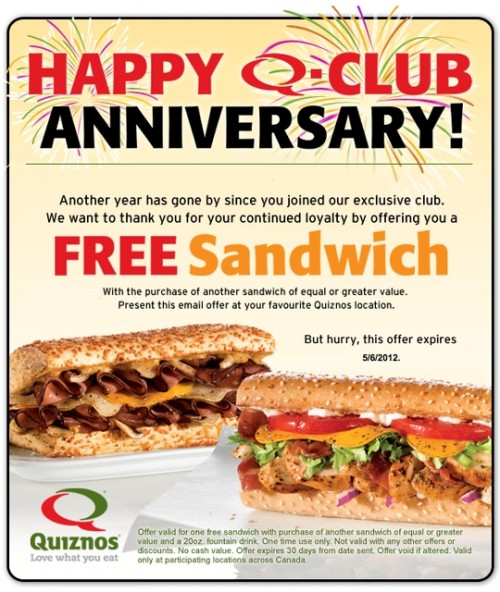 Quiznos Canada Nutrition