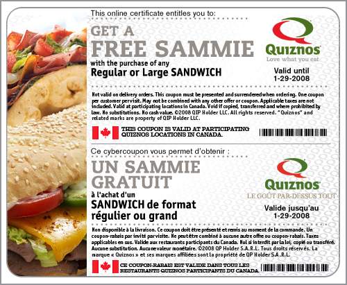 Quiznos Menu With Prices