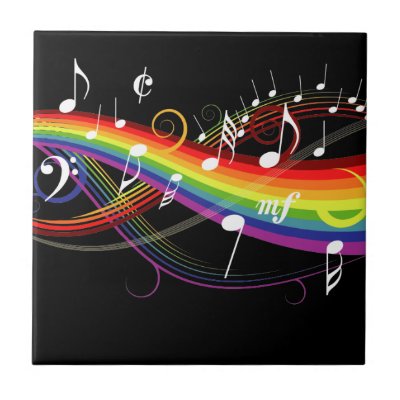 Rainbow Music Notes Background