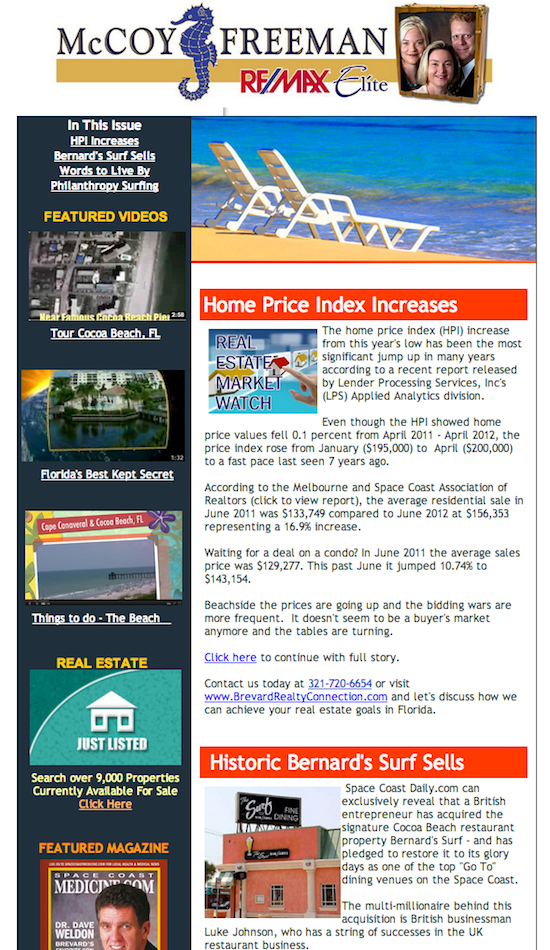 Real Estate Newsletters Samples