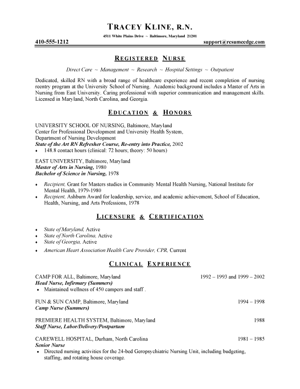 Registered Nurse Resume