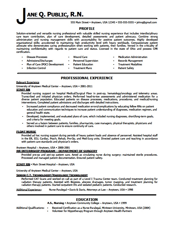 Registered Nurse Resume