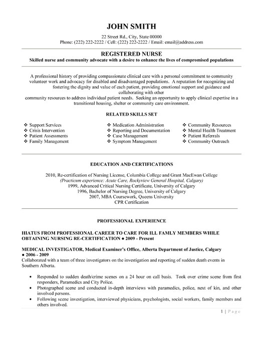 Registered Nurse Resume