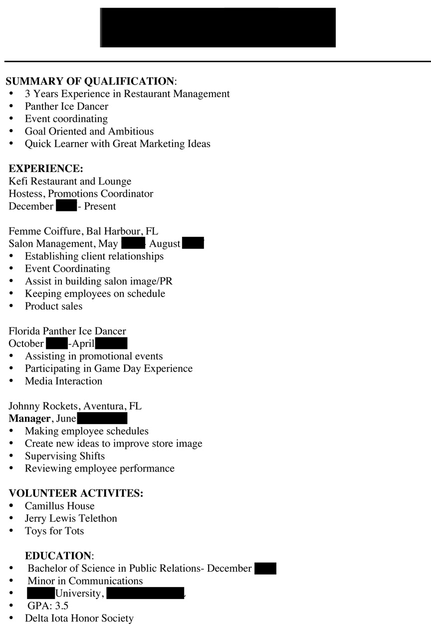 Related Coursework Resume