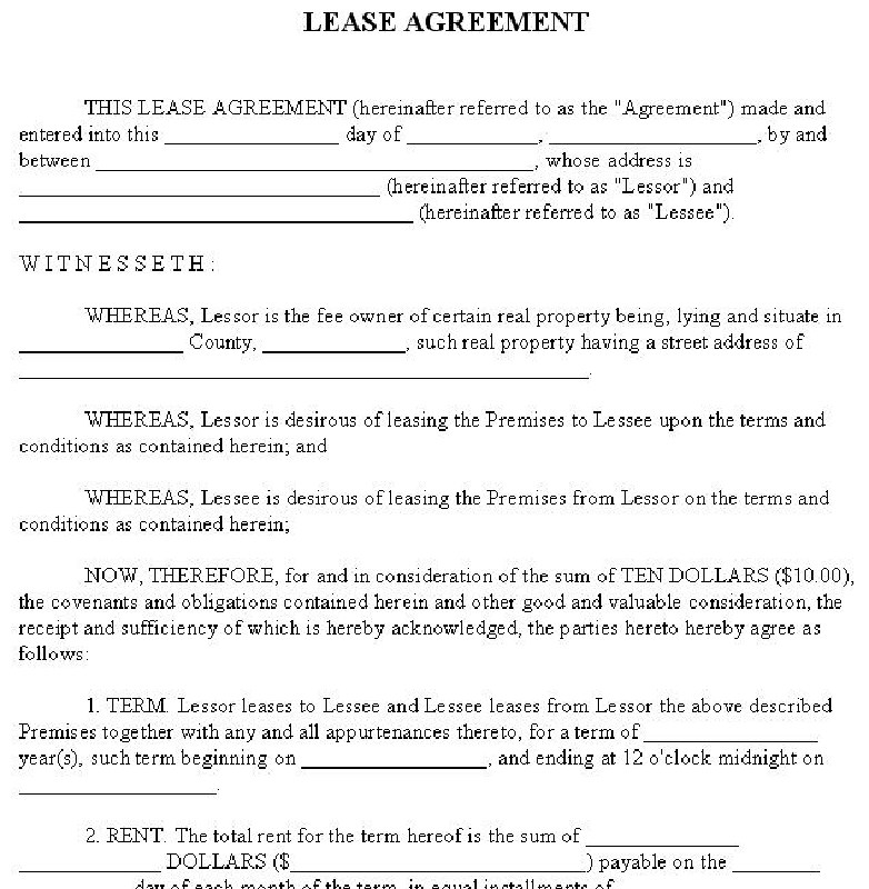 Rental Lease Agreement Template Maryland