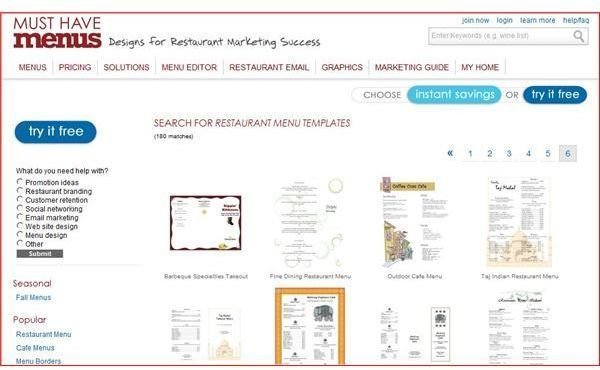 Restaurants Menu Templates