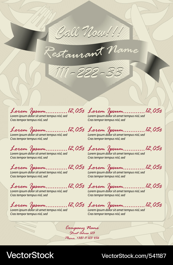 Restaurants Menu Templates Free Downloads