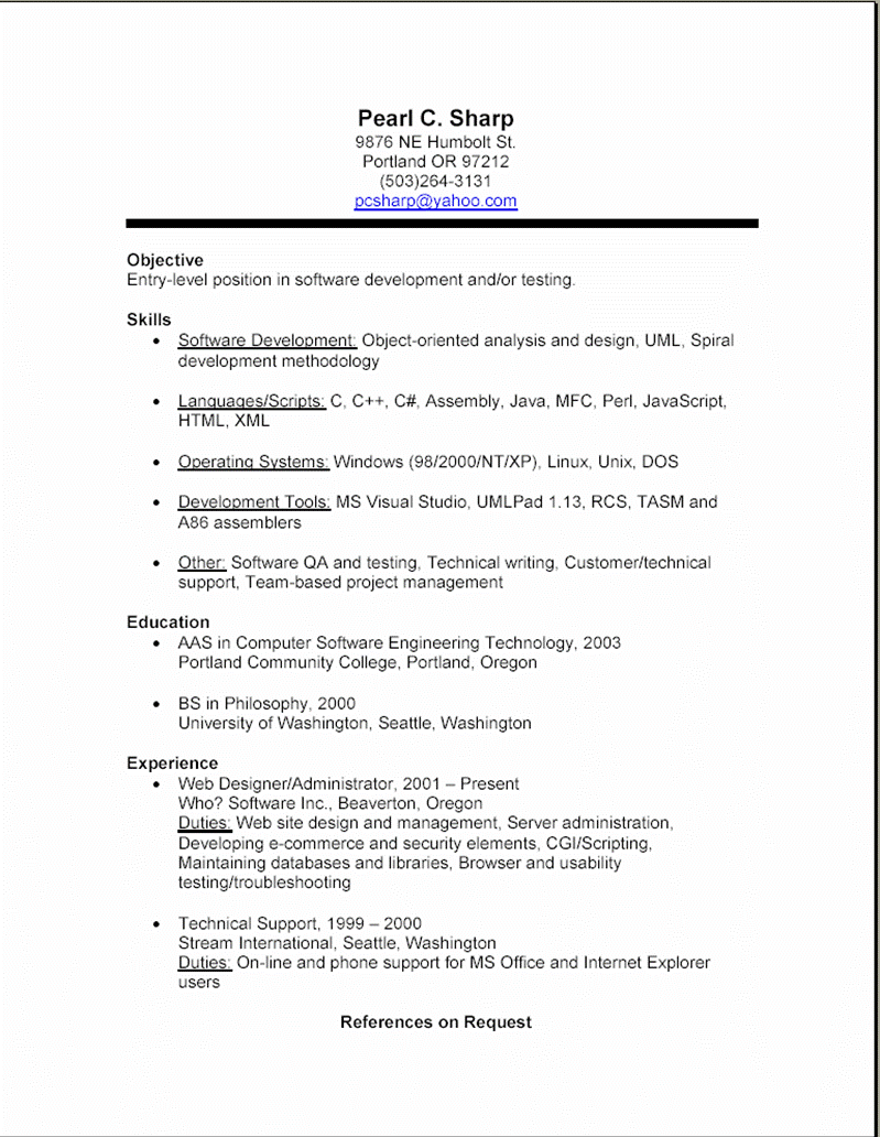 Resumes Examples