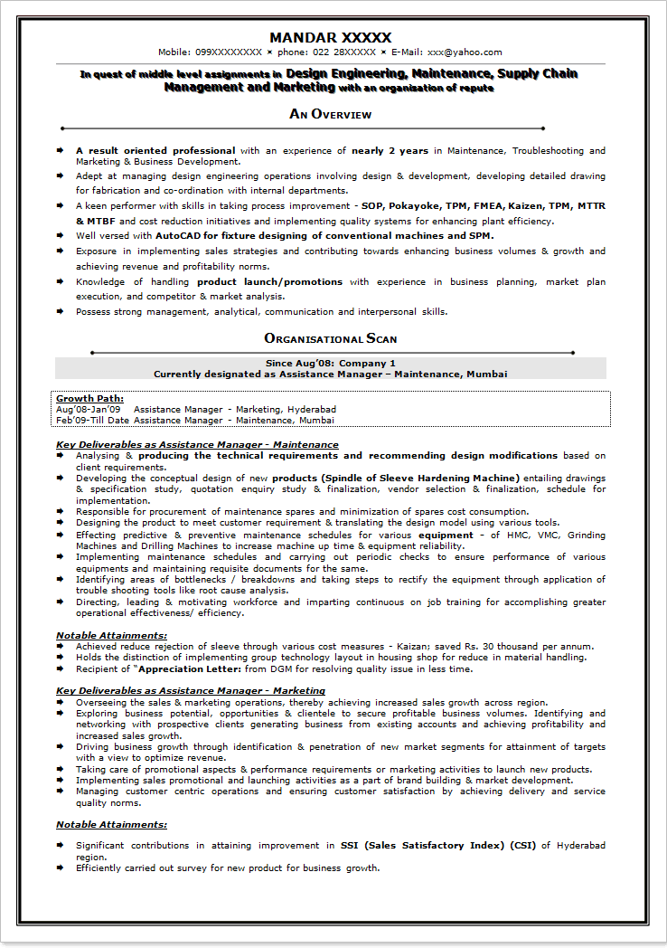 Resumes Format For Freshers Engineers