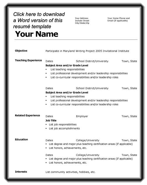 Resumes Formats Download